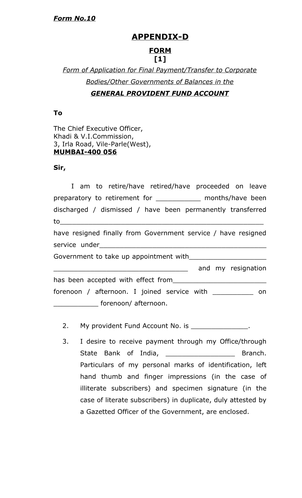 General Provident Fund Account