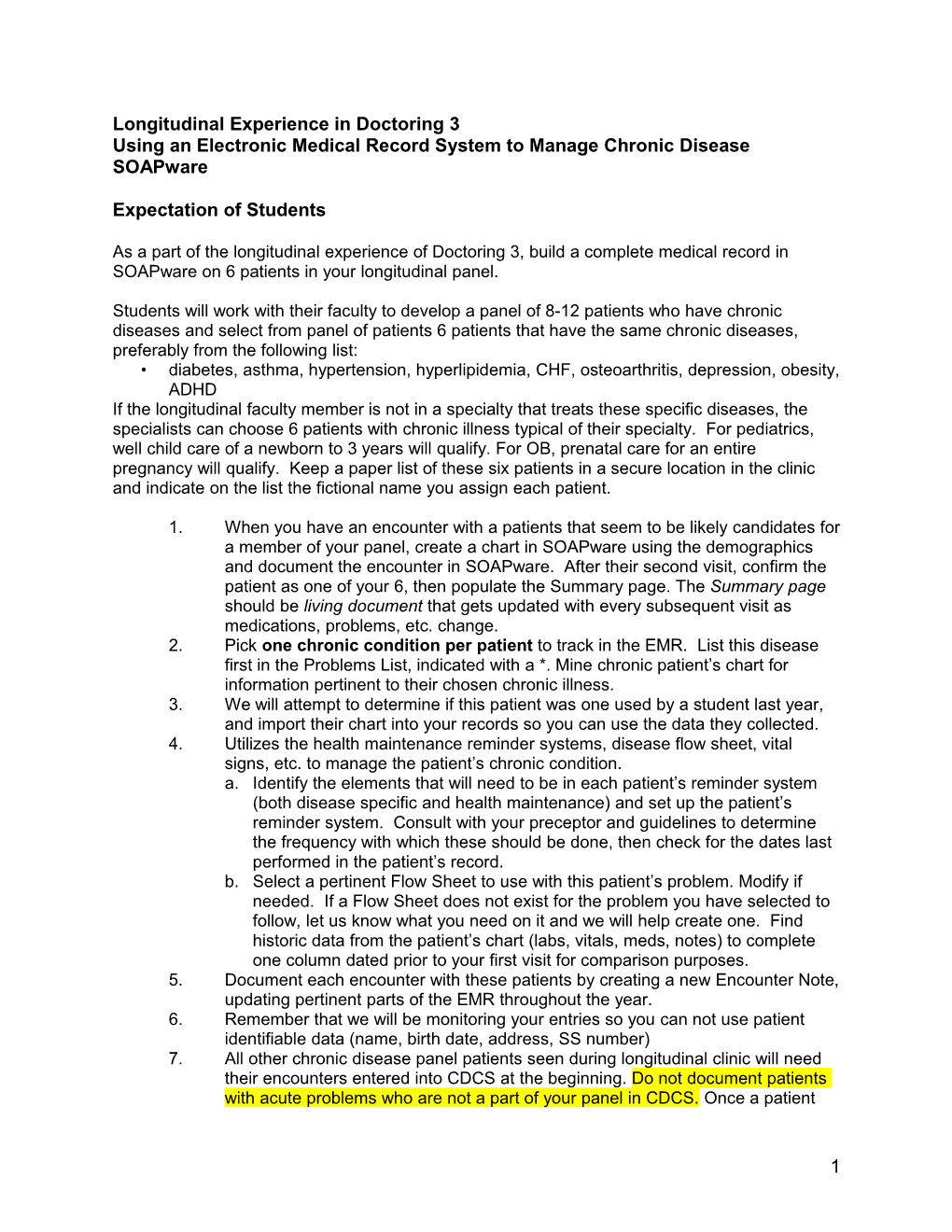 Using Practice Partner to Document Patients on Longitudinal Experience in Doctoring 3