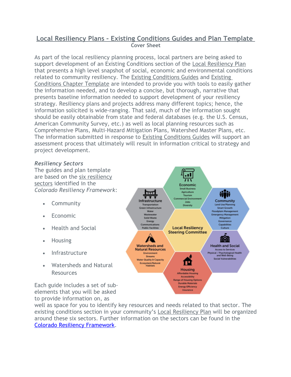 Local Resiliency Plans Existing Conditions Guides and Plan Template