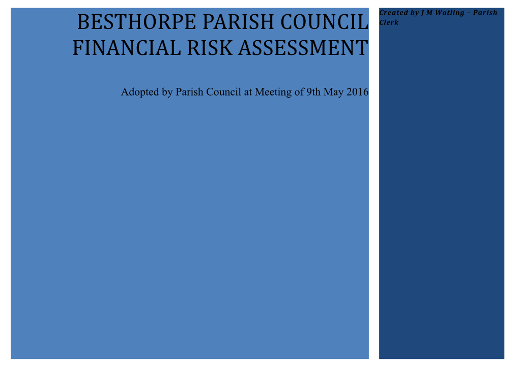 OLD BUCKENHAM Parish Council FINANCIAL Risk Assessment