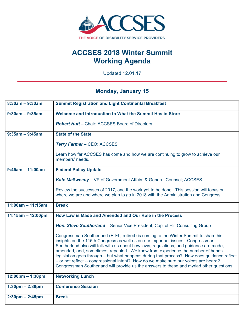 ACCSES 2018 Winter Summit