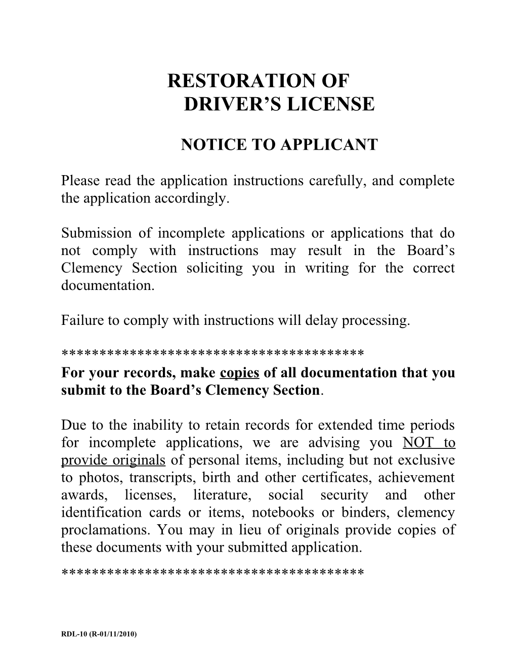 Restoration Ofdriver S License