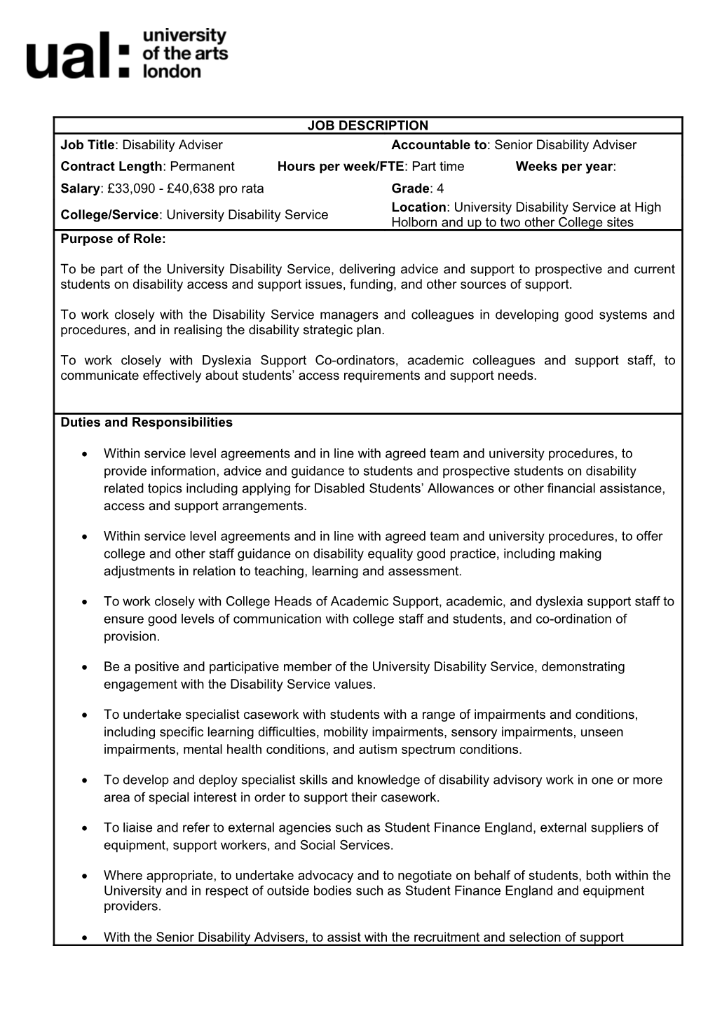 Recruitment - Job Description Template