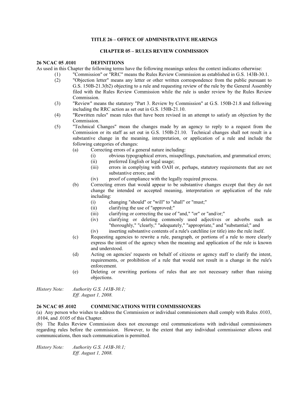 Title 26 Office of Administrative Hearings