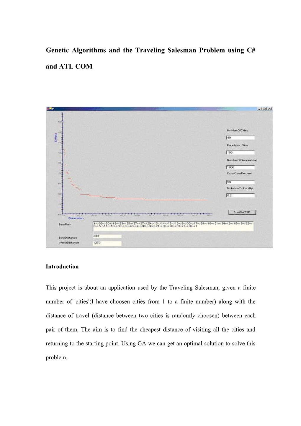 Genetic Algorithms and the Traveling Salesman Problem Using C# and ATL COM