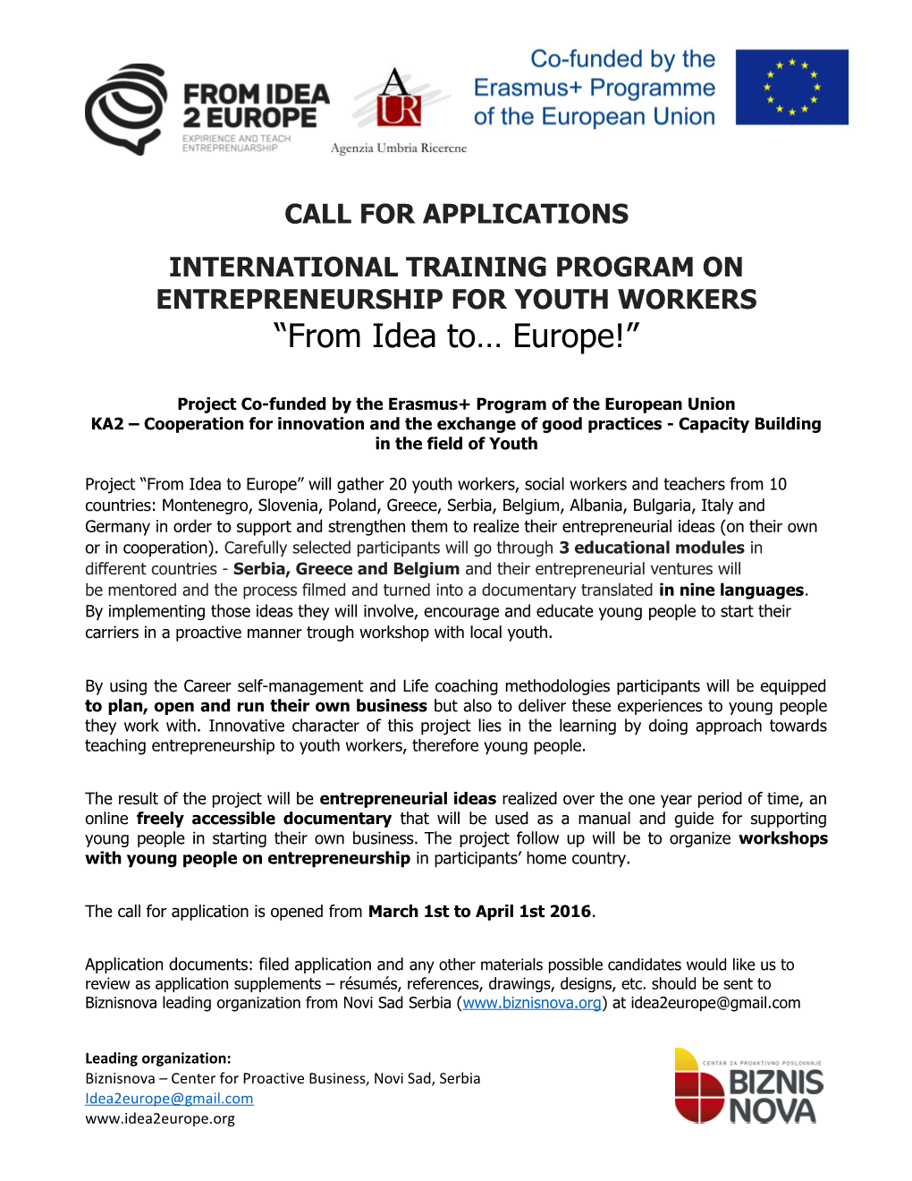 International Training Program on Entrepreneurship for Youth Workers