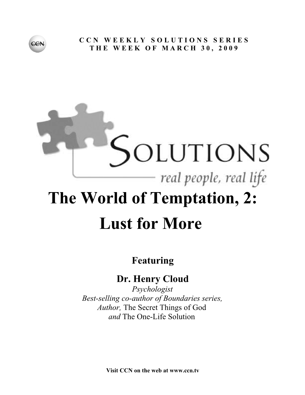 Ccnsolutions: the World of Temptation, 2 Lust for Morepage 1