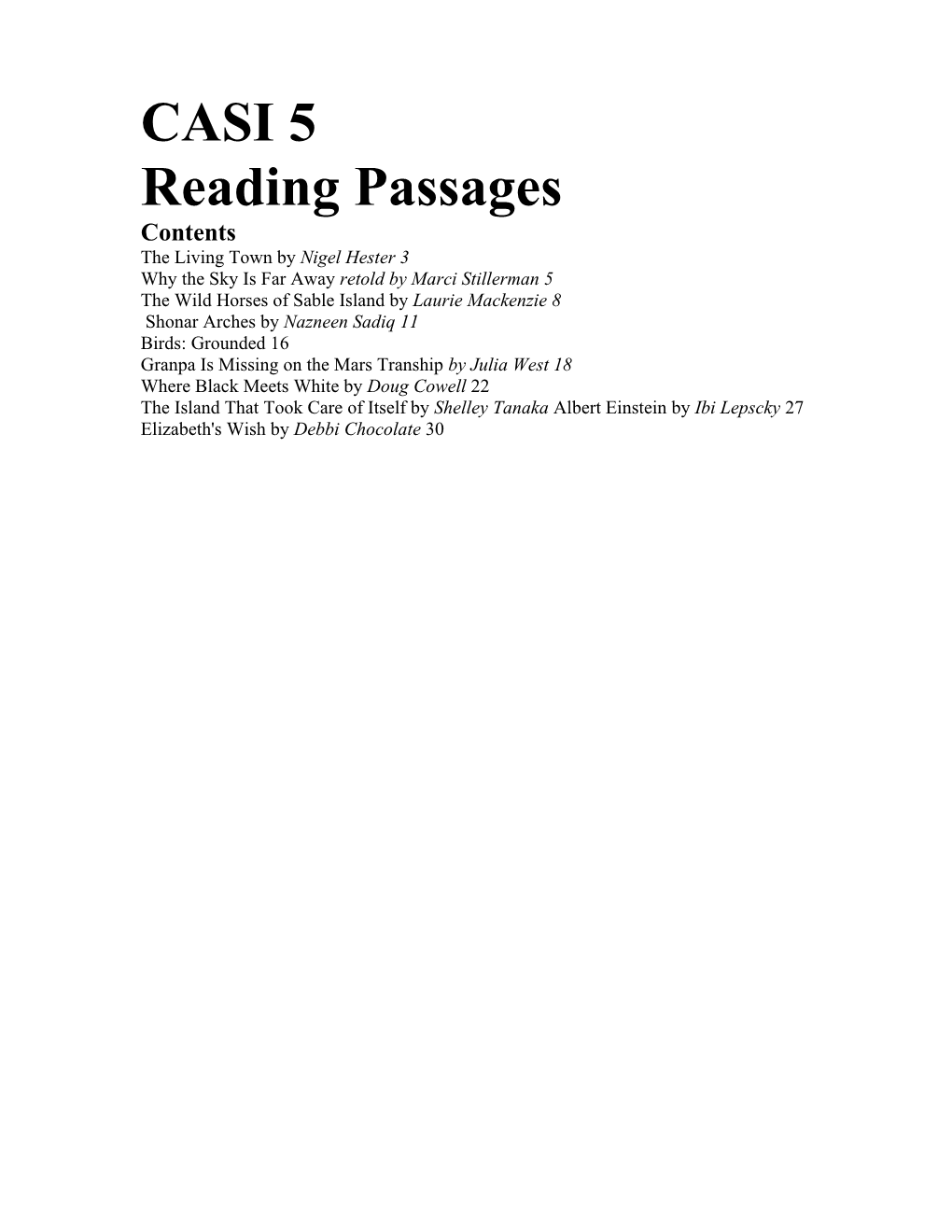 Reading Passages