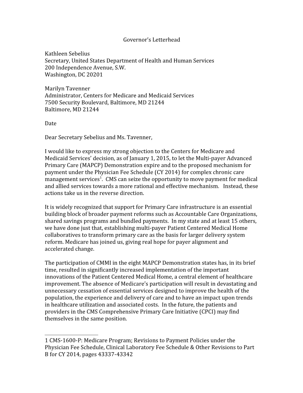 Secretary, United States Department of Health and Human Services