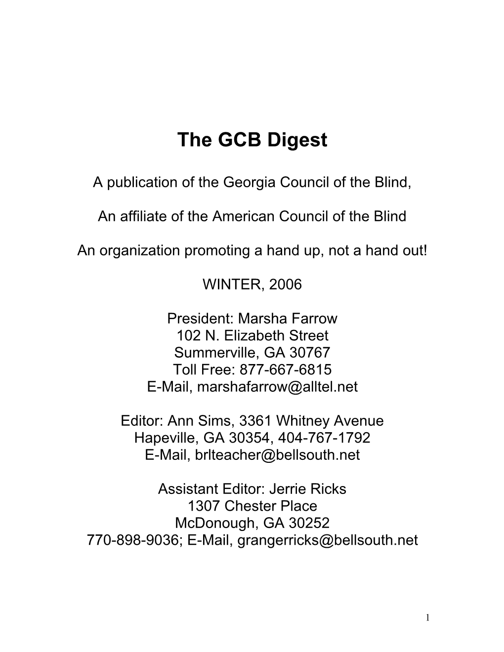 The GCB Digest