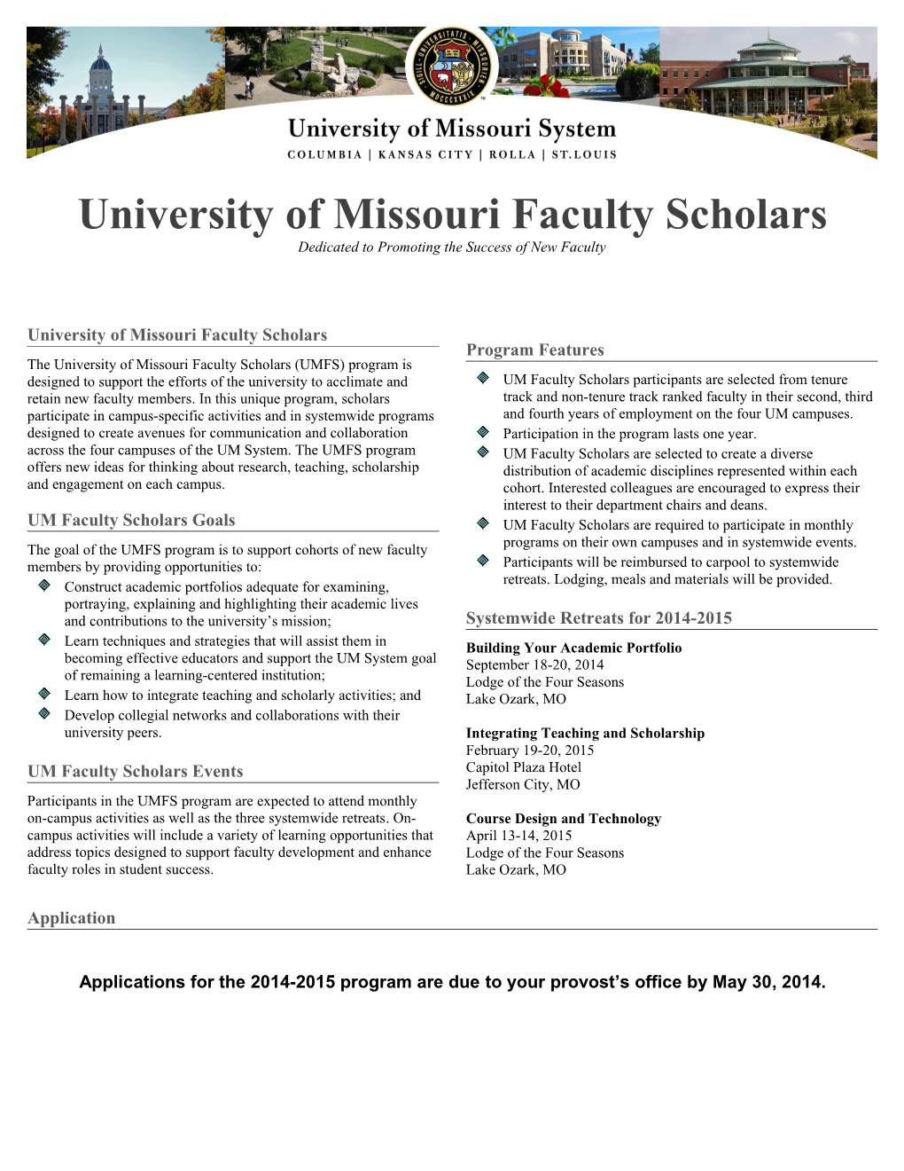 University of Missouri Faculty Scholars