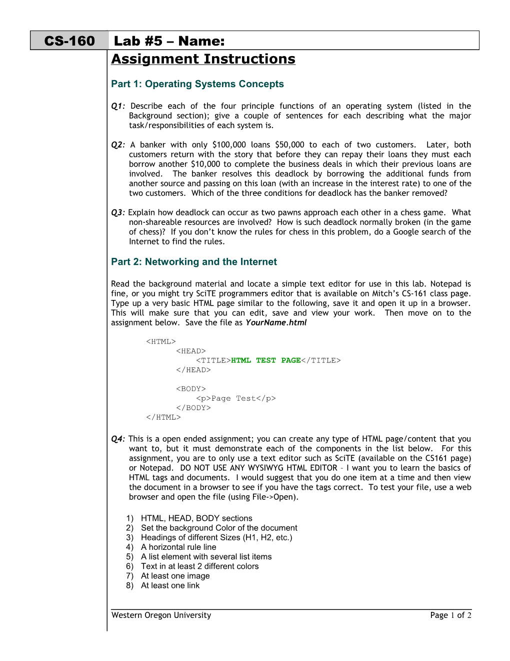 Part 1: Operating Systems Concepts