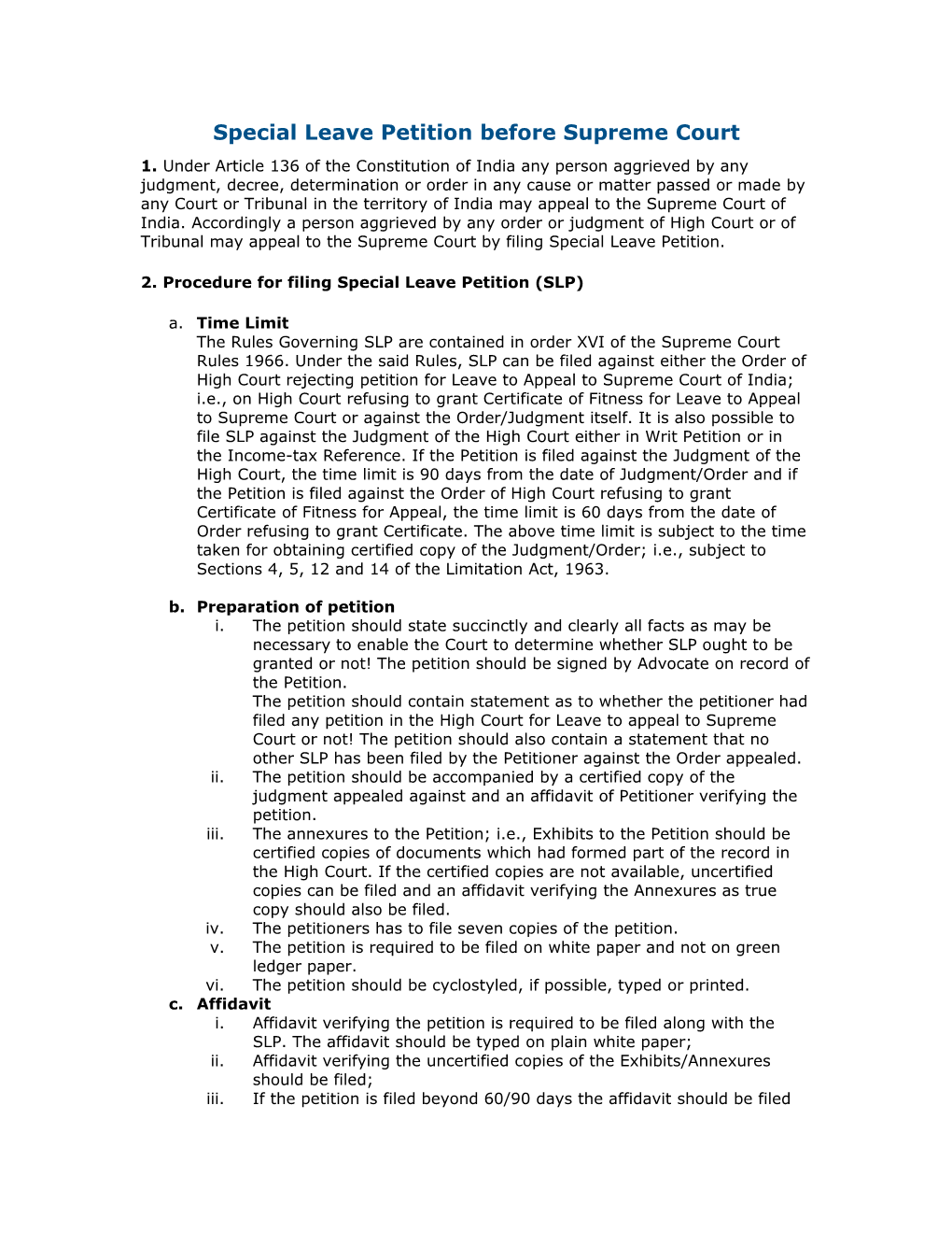 Special Leave Petition Before Supreme Court