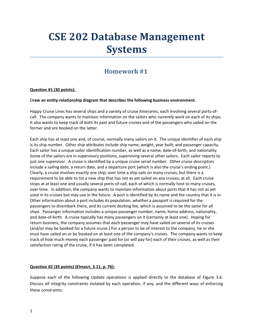 CSE 202 Database Management Systems