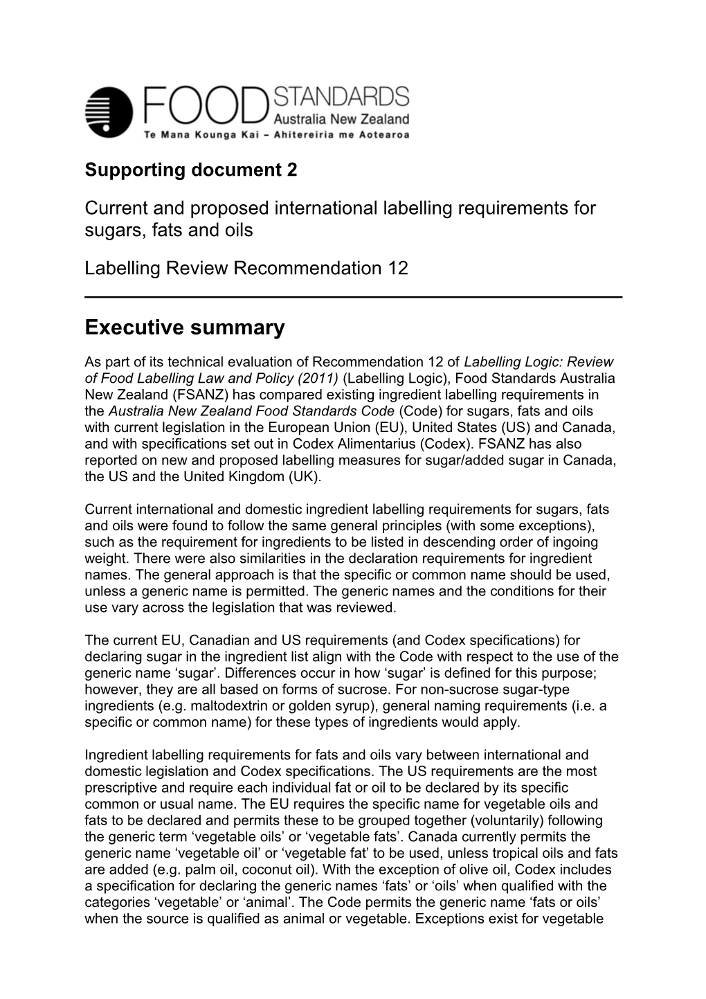 R12 SD2 International Requirements and Proposals