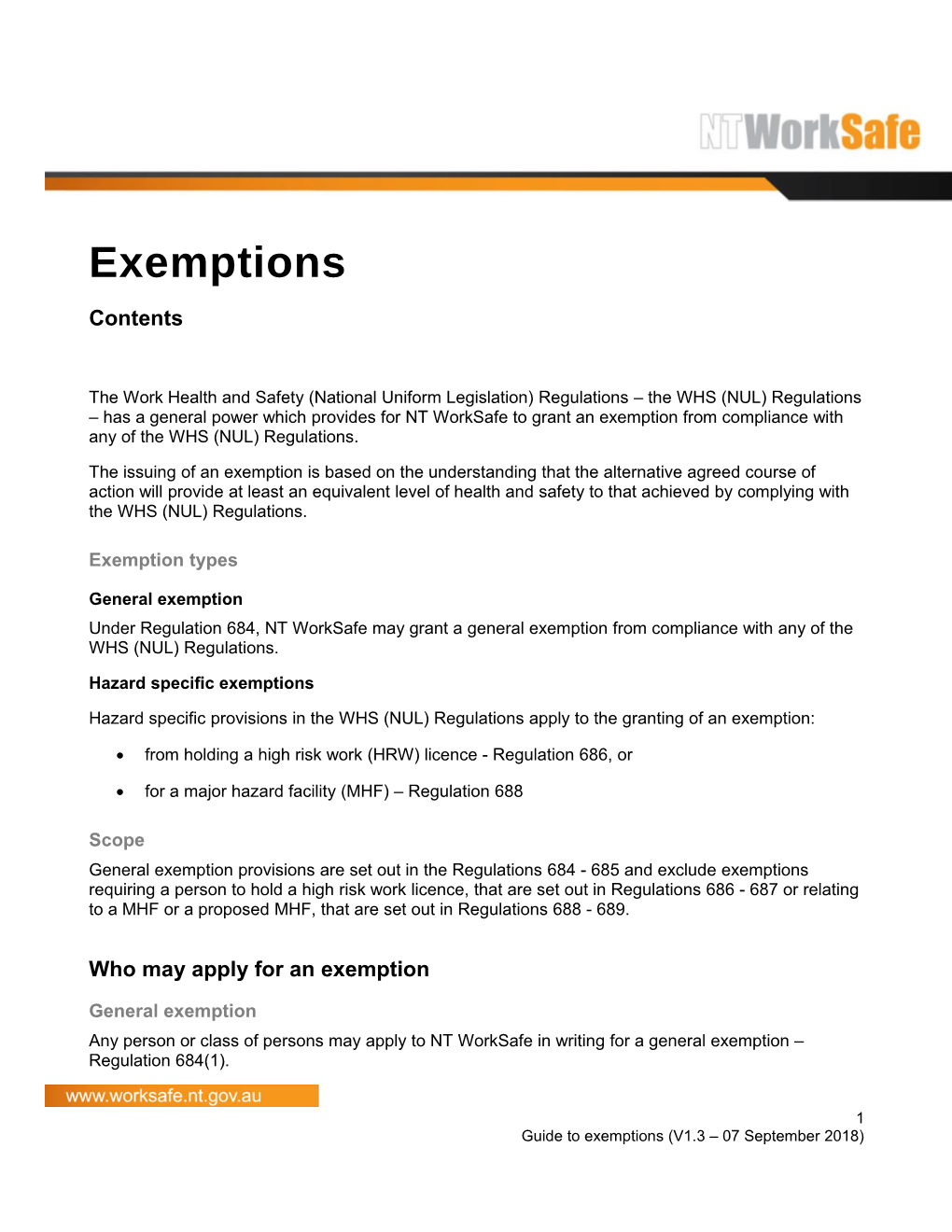 Exemption Types
