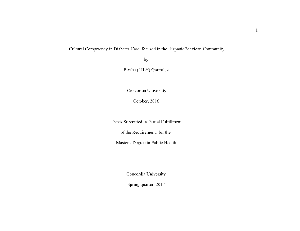 Cultural Competency in Diabetes Care, Focused in the Hispanic/Mexican Community