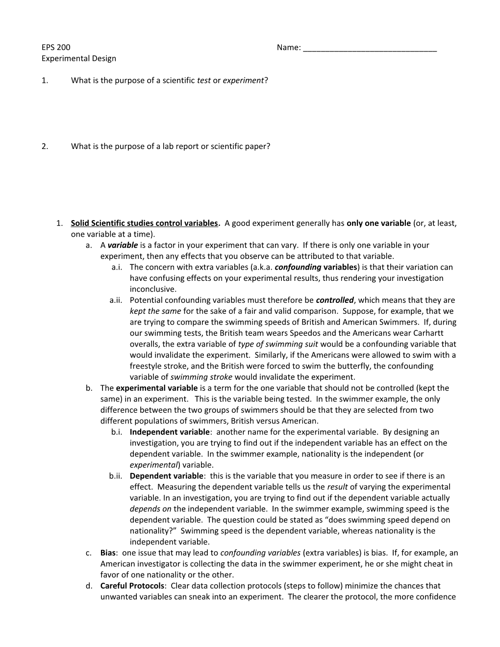 1.What Is the Purpose of a Scientific Test Or Experiment?