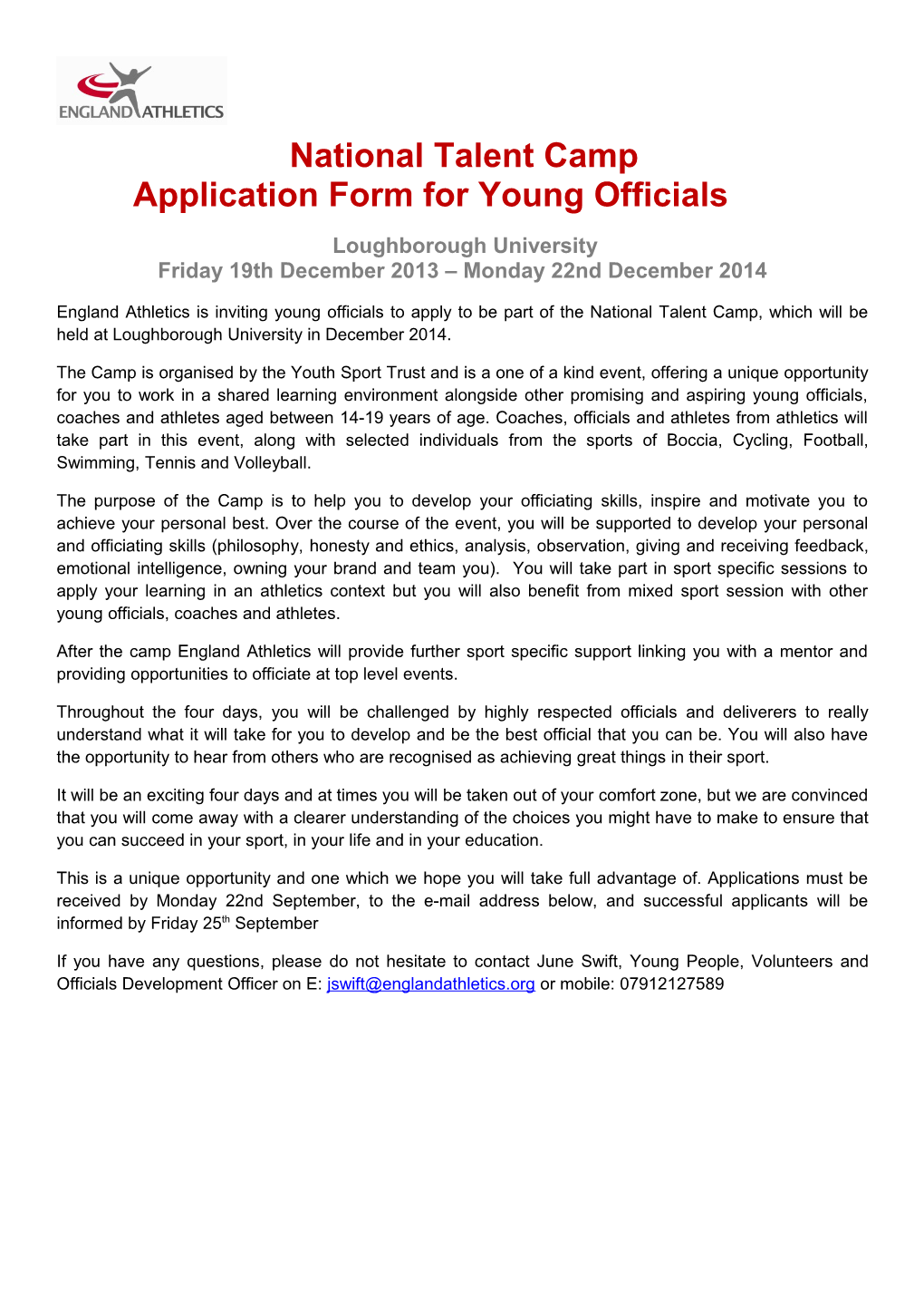 Application Form for Young Officials