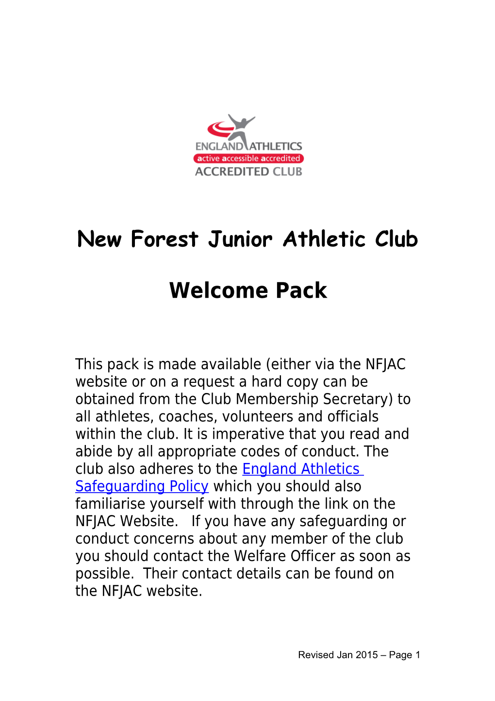 Athletics Welfare Policy and Procedures