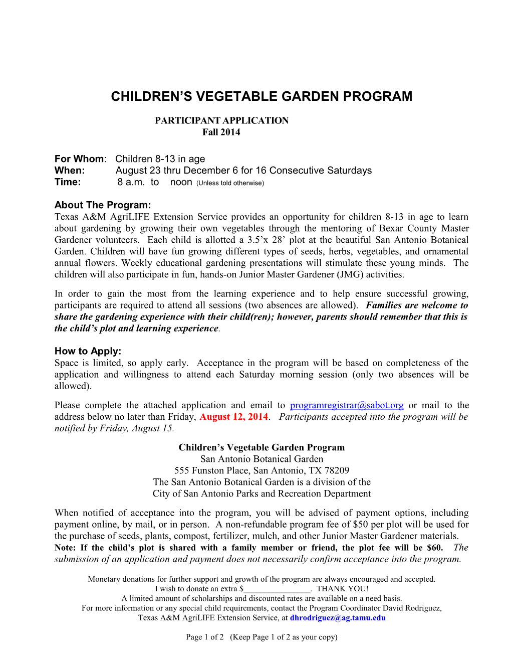 Children S Vegetable Garden Program