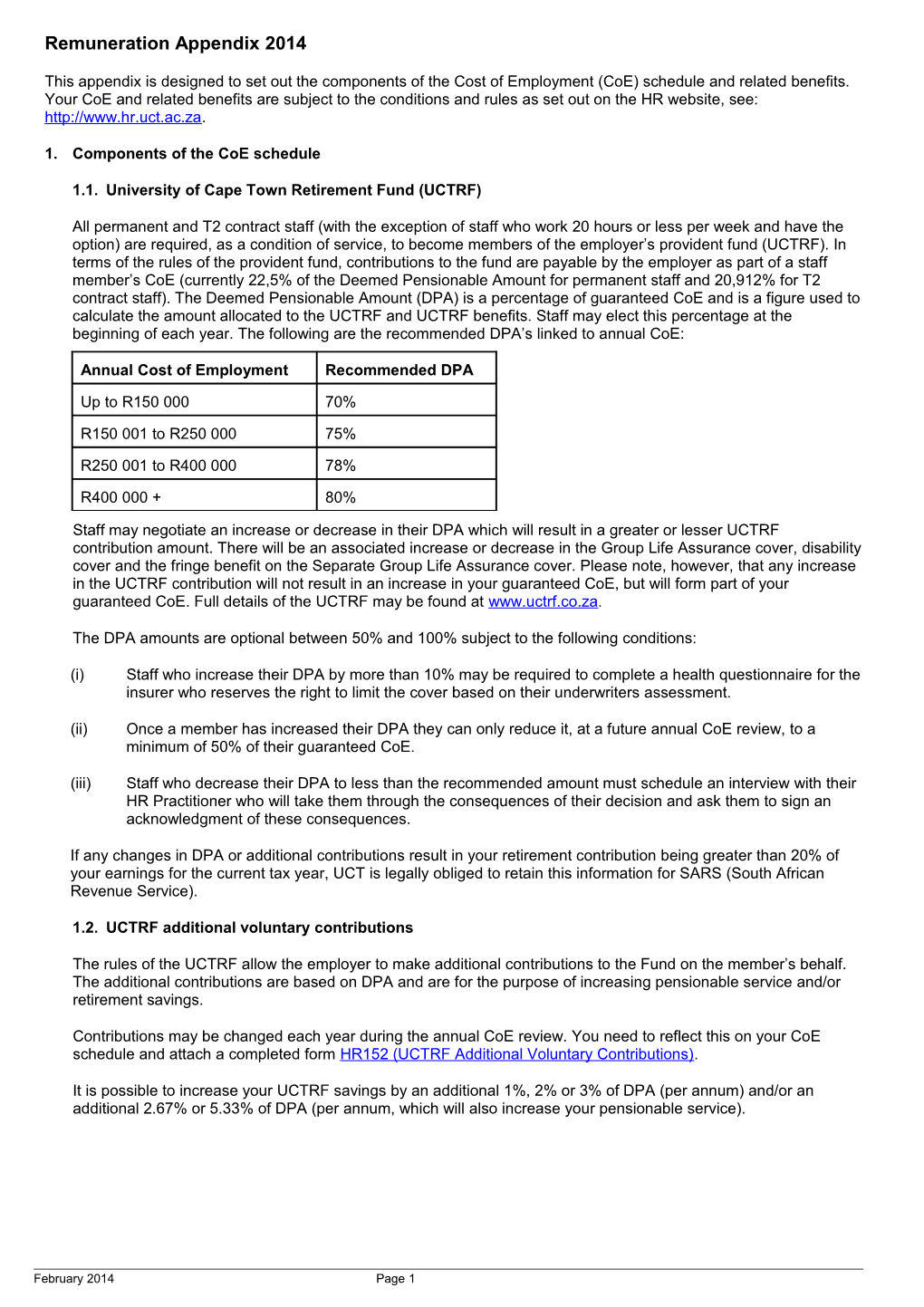 Remuneration Appendix 2014