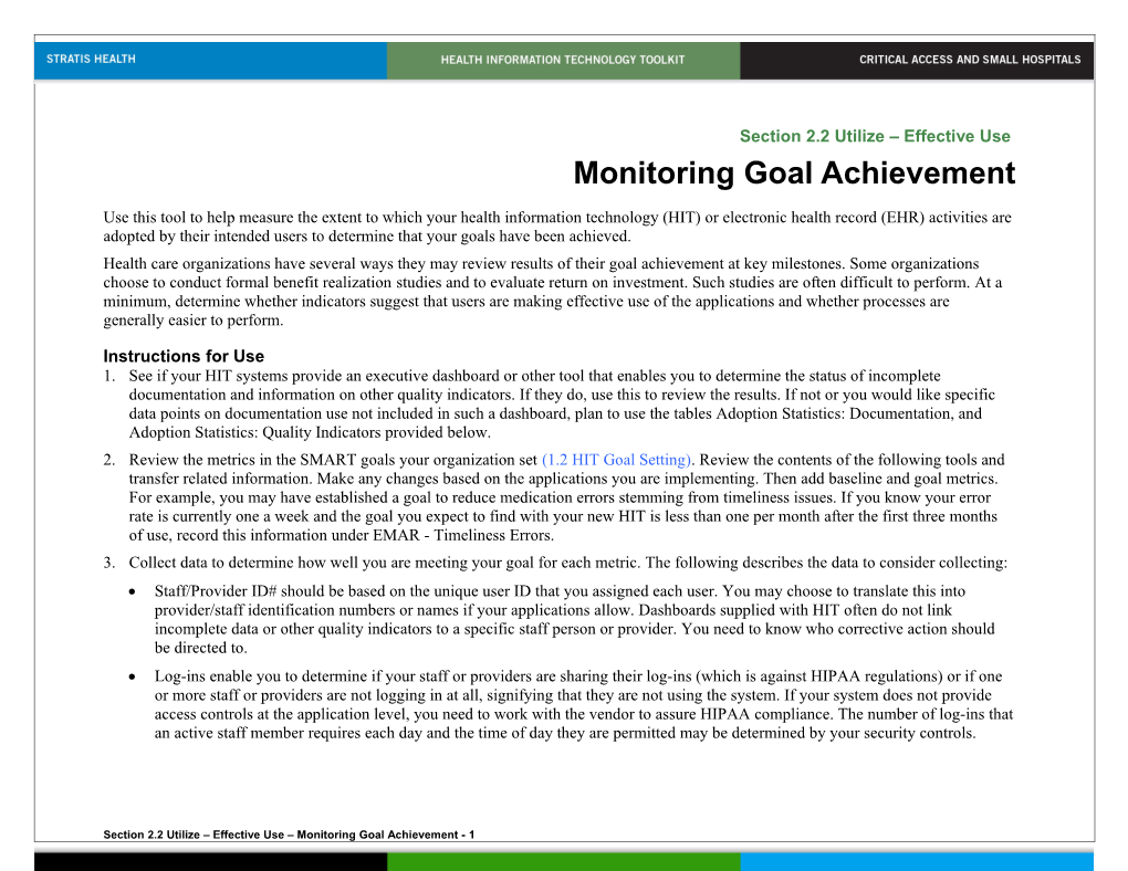 Monitoring Goal Achievement