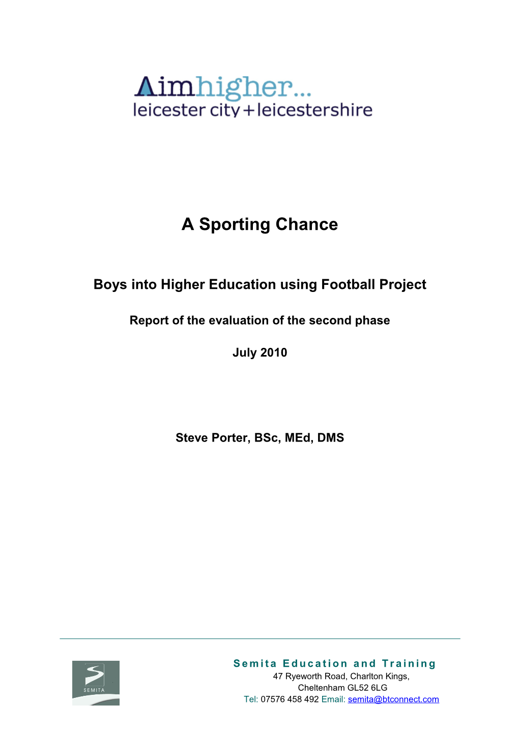 Boys Into Higher Education Usingfootball Project