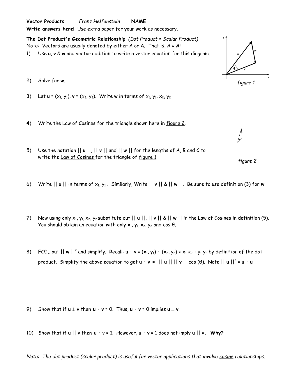 The Dot Product's Geometric Relationship