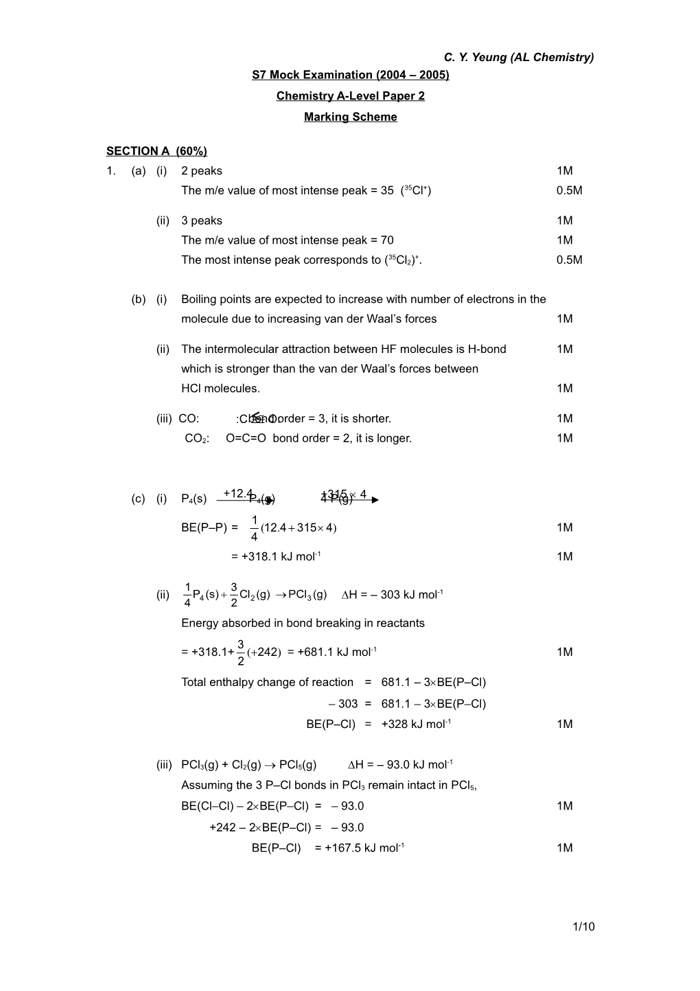 C. Y. Yeung (AL Chemistry)