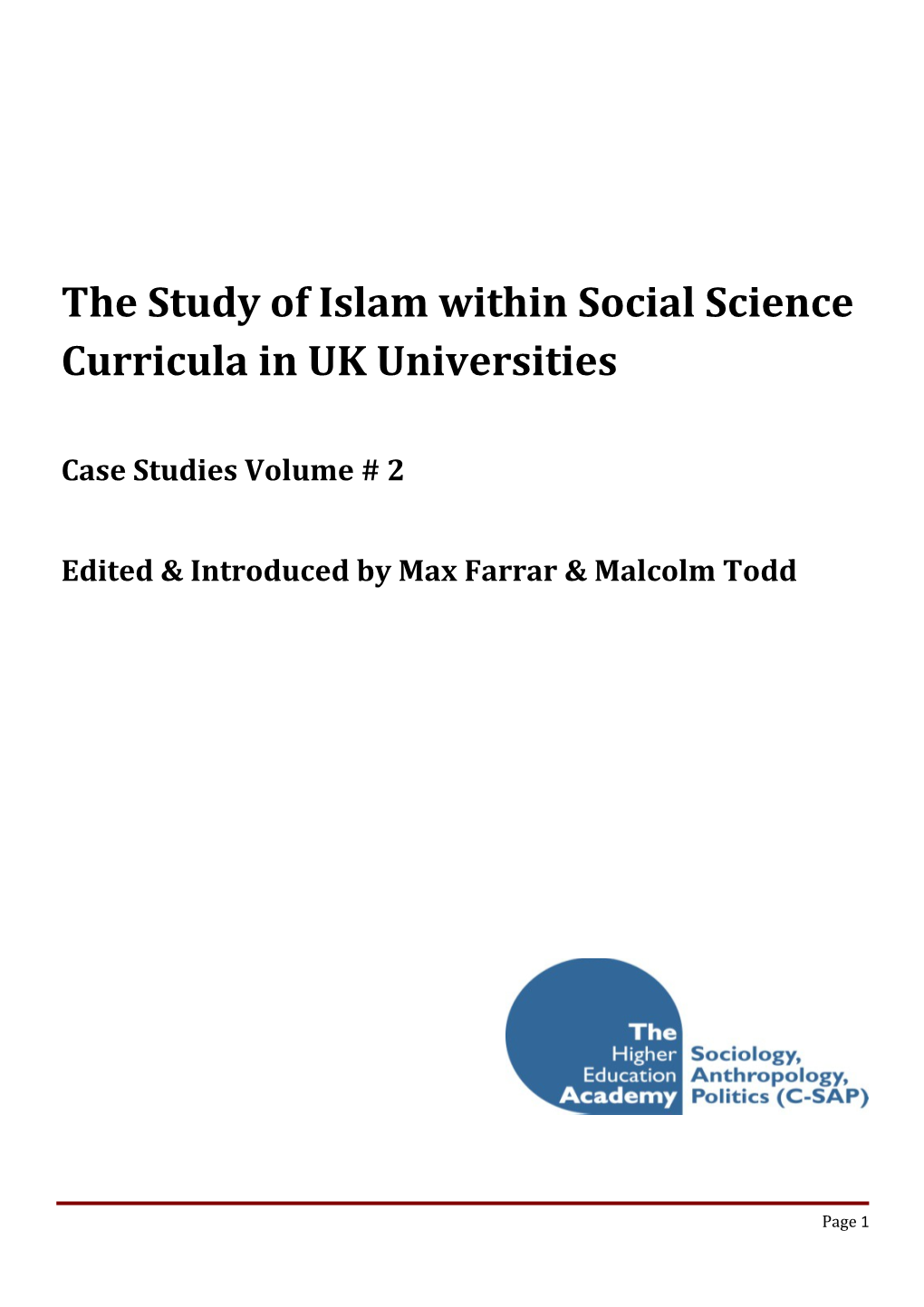 The Study of Islam Within Social Science Curricula in UK Universities