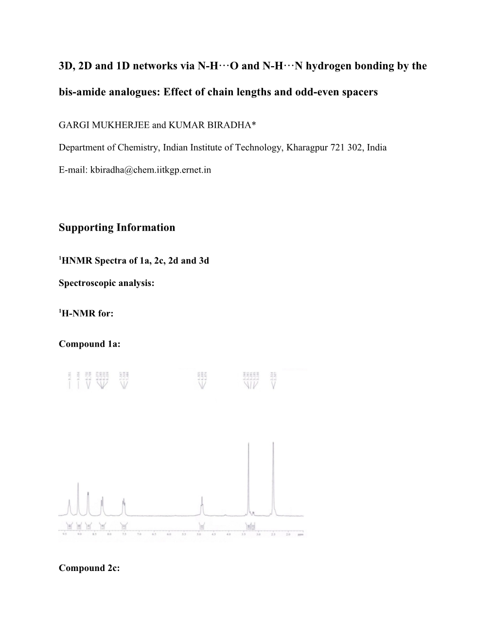 3D, 2D and 1D Networks Via N-H O and N-H N Hydrogen Bonding by the Bis-Amide Analogues