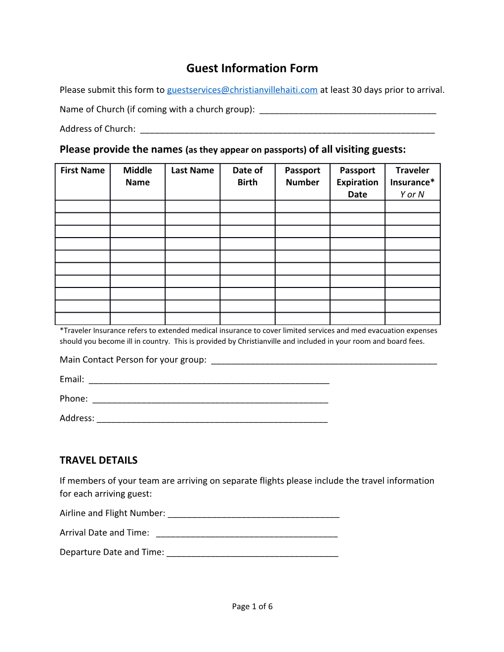 Guest Information Form