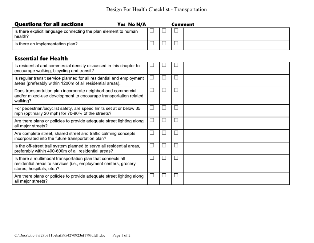 Appendix C: Design for Health Transportation