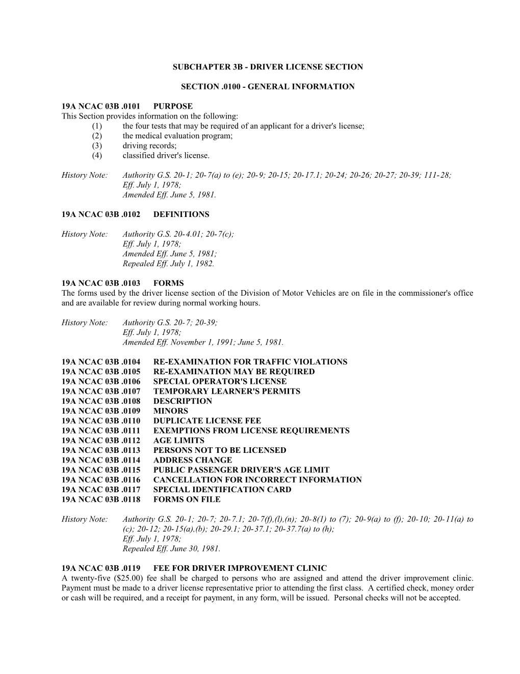 Subchapter 3B Driver License Section