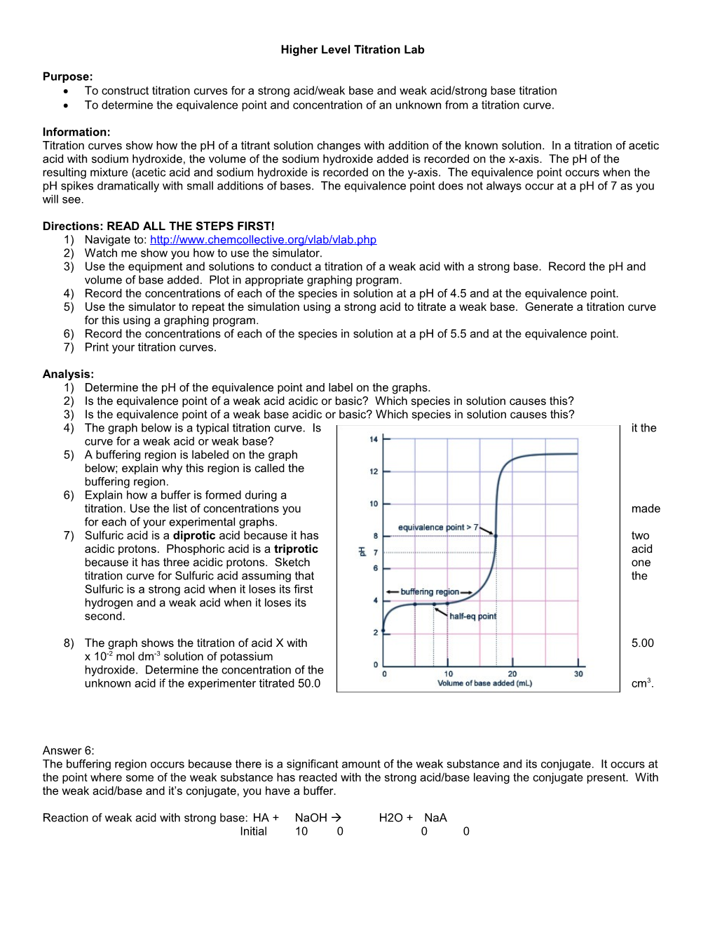 Higher Level Titration Lab