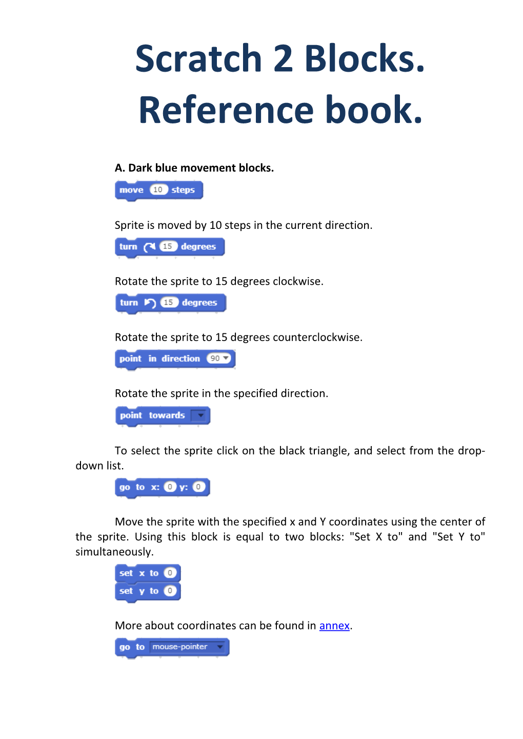 Scratch 2 Blocks. Reference Book