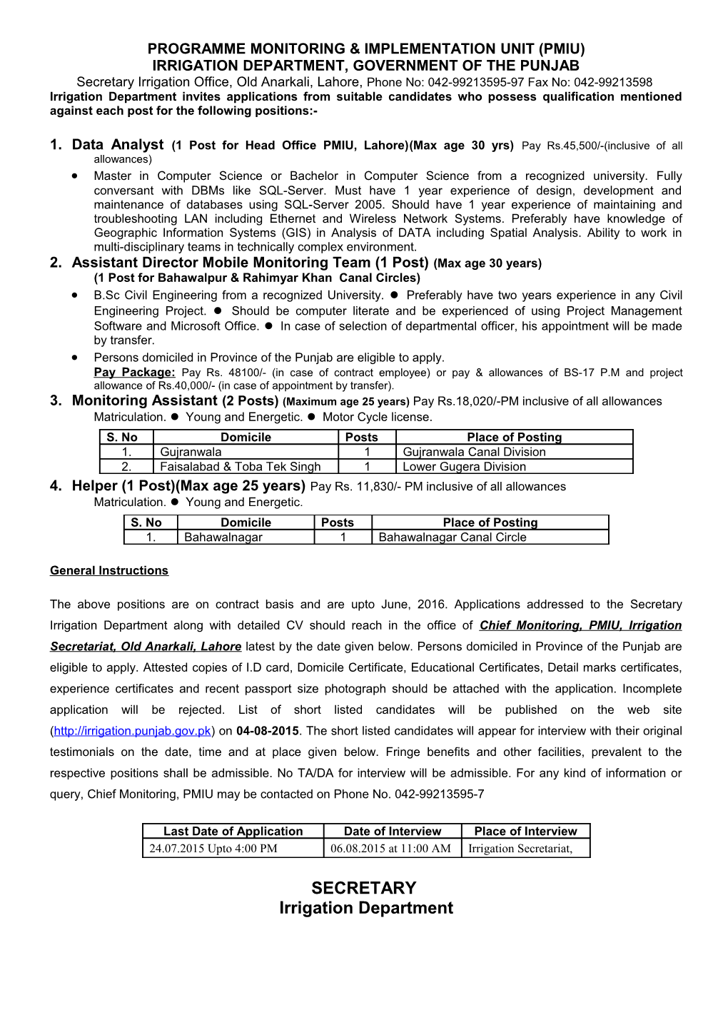 Programme Monitoring & Implementation Unit (Pmiu)