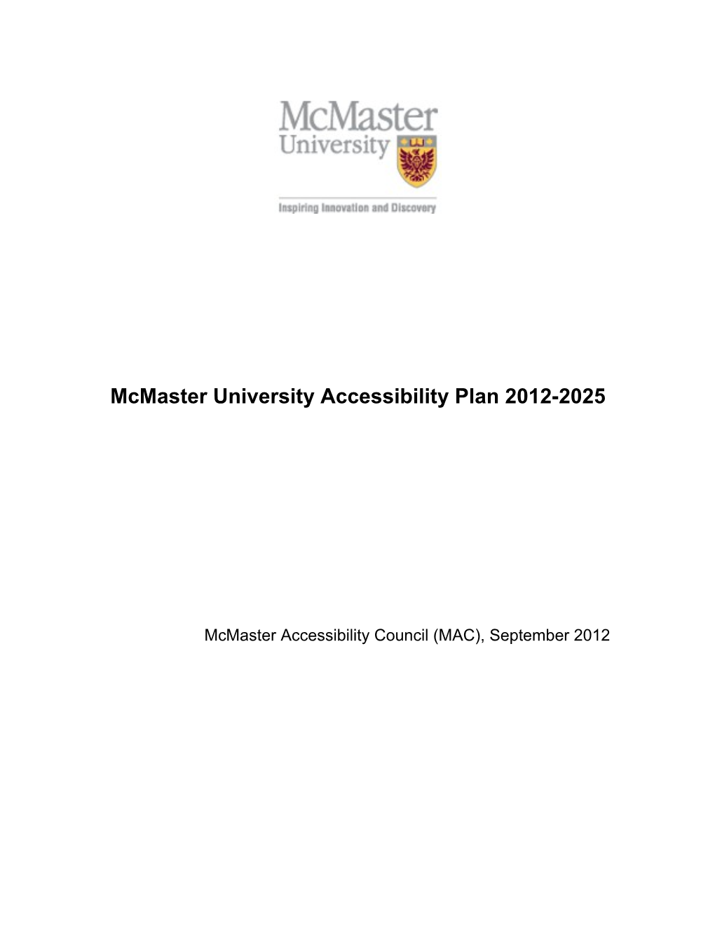 Mcmaster University Annual Accessibility Plan