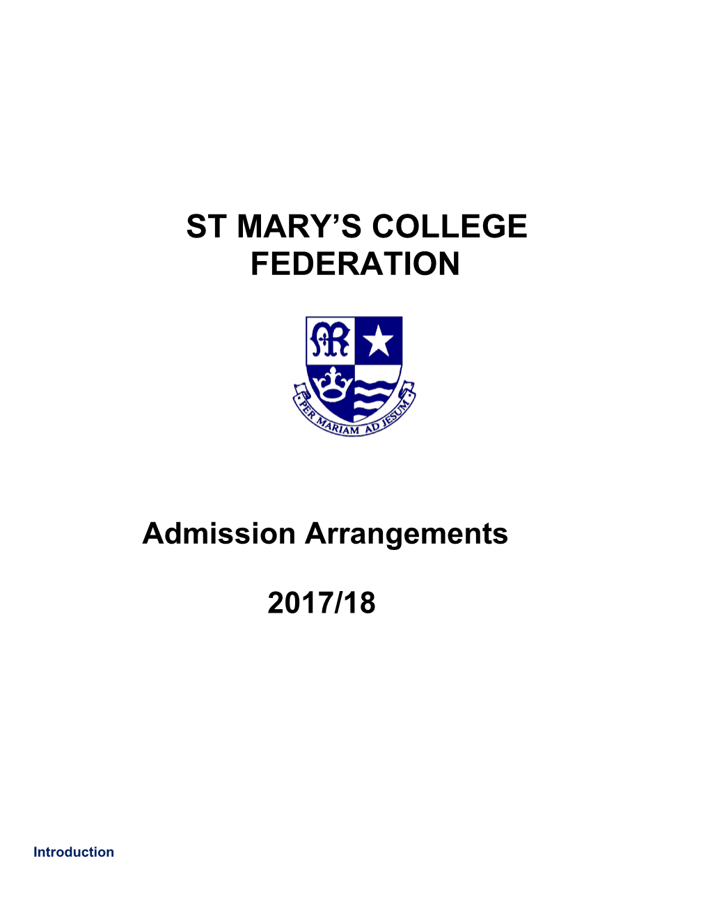 Admission Arrangements