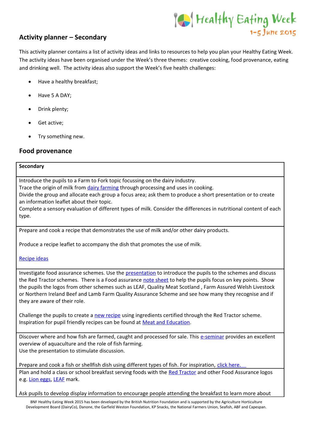 Activity Planner Secondary