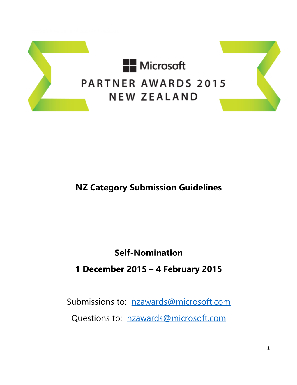 NZ Category Submission Guidelines