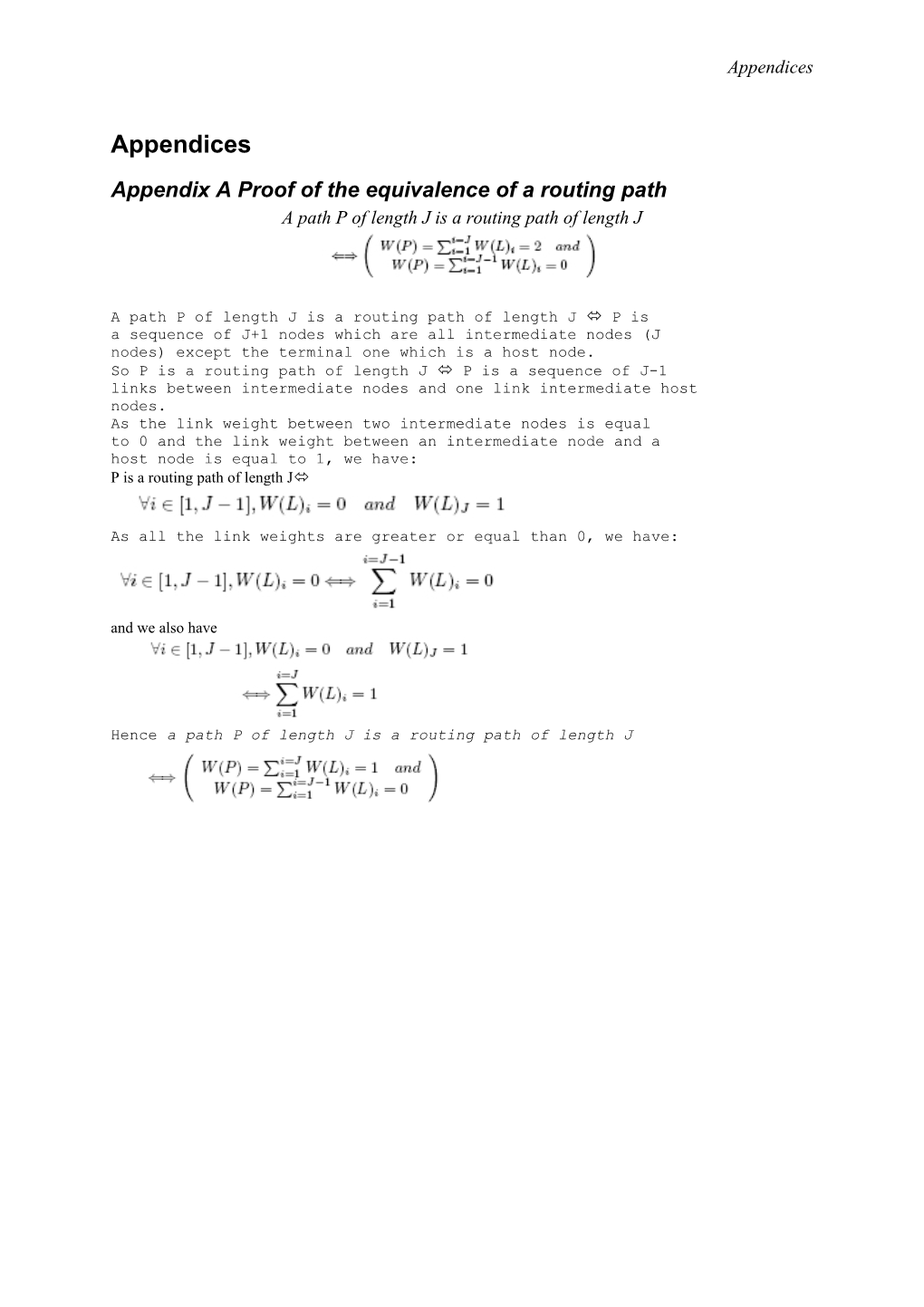 Appendix a Proof of the Equivalence of a Routing Path