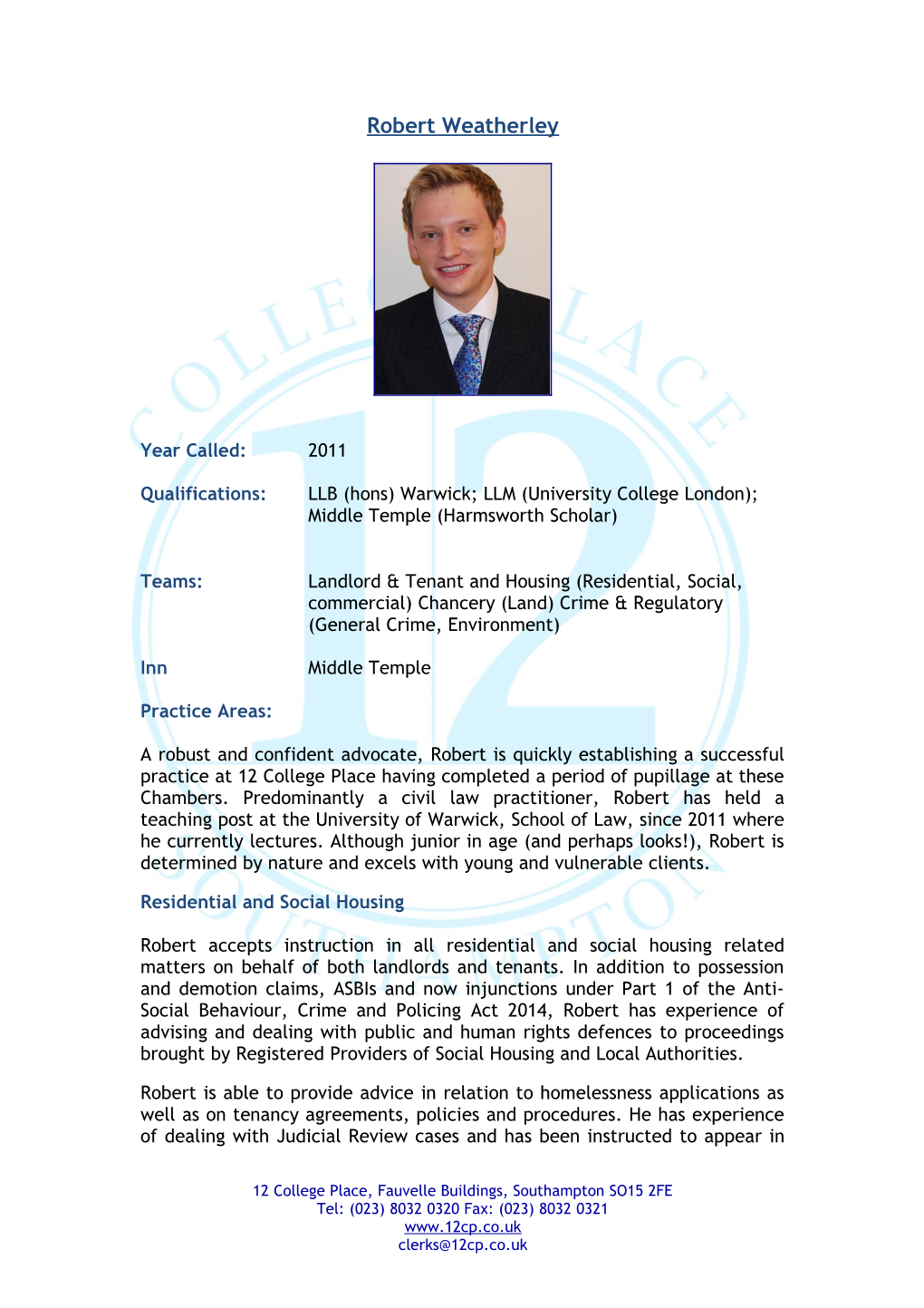 Qualifications:LLB (Hons) Warwick; LLM (University College London);
