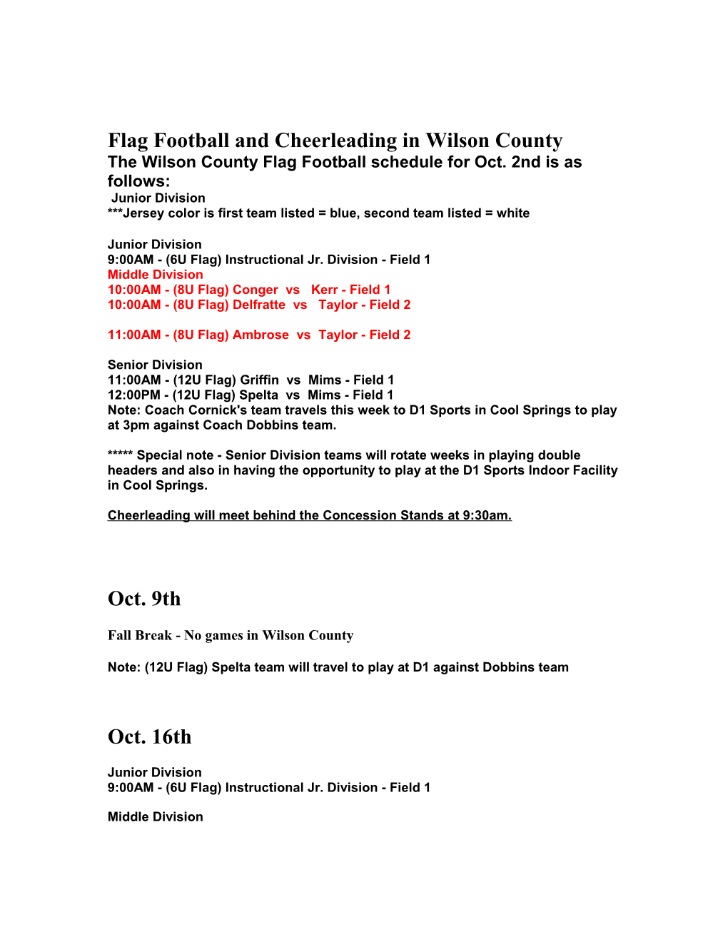 Flag Football in Wilson County