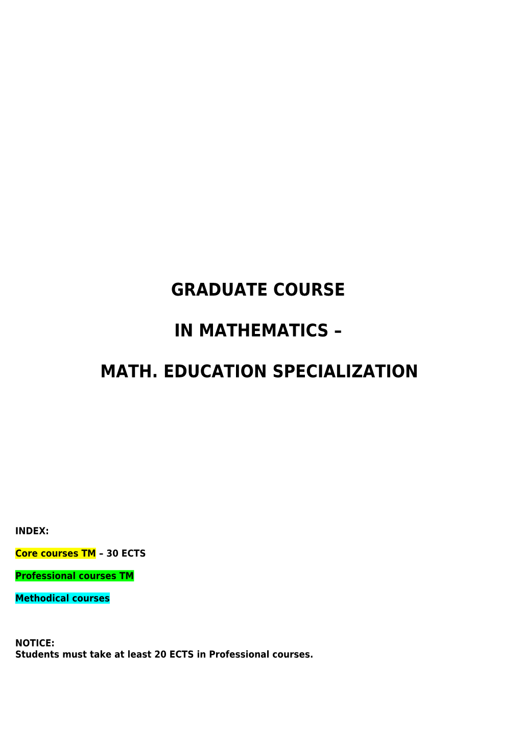 Graduate Course