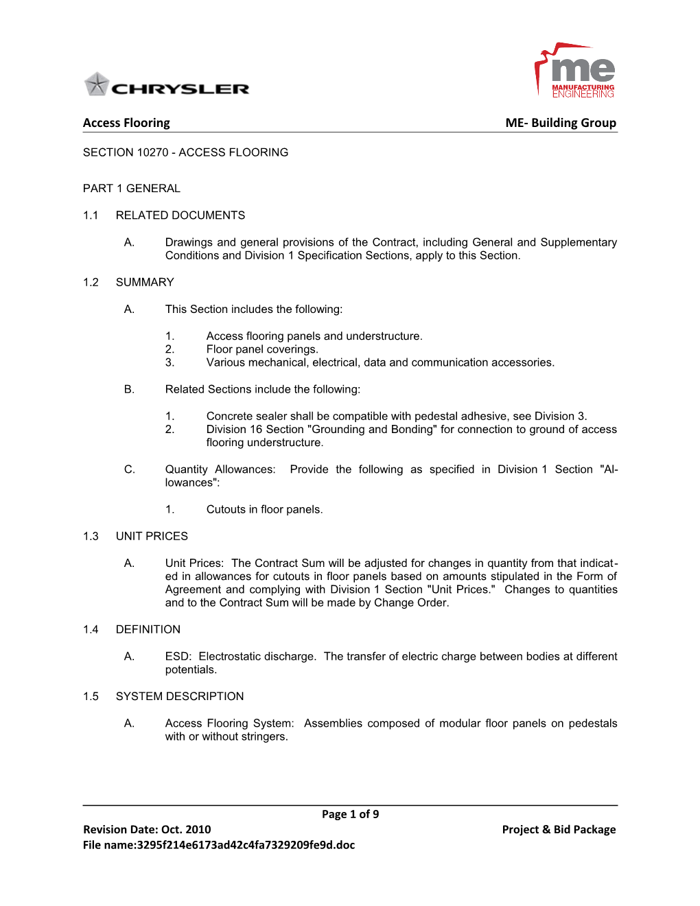 Section 10270 - Access Flooring