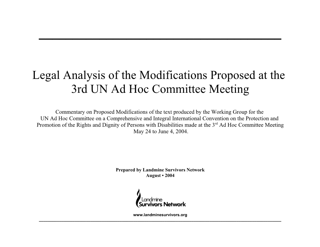Legal Analysis of the Modifications Proposed at The