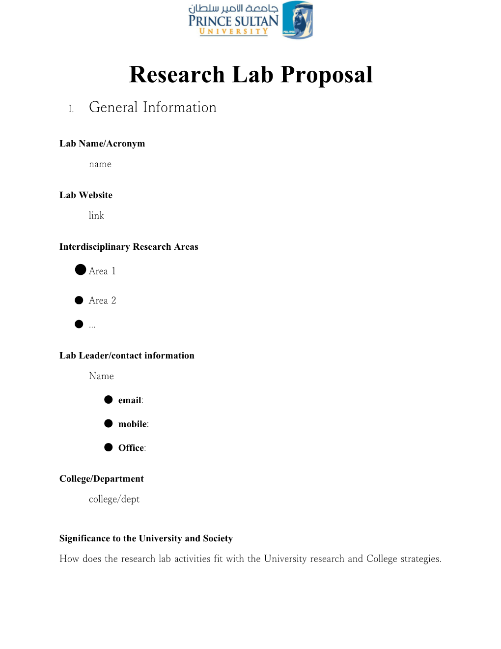 Research Lab Proposal