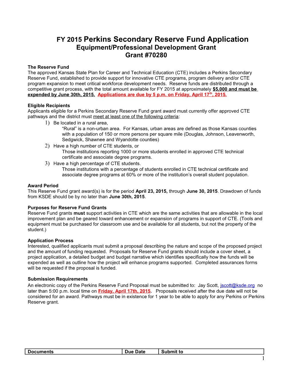 Equipment/Professional Development Grant